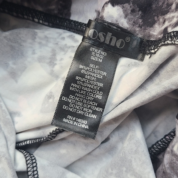 BLACK/GREY/PINK FLORAL MID-RISE LEGGING W/ STRAPPY MESH PANELS #7L18-02 - Picture 12 of 13